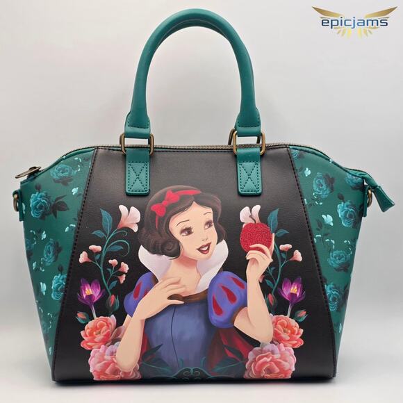 Loungefly Handbags - Loungefly Disney Snow White Floral Apple Green Black Crossbody Satchel Bag New